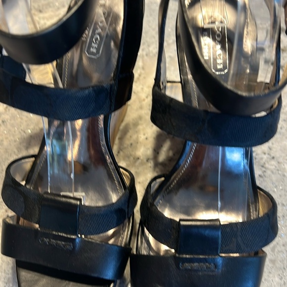 Coach COACH Charla Black Wedge Black Sandals Size 8 - Picture 12 of 13